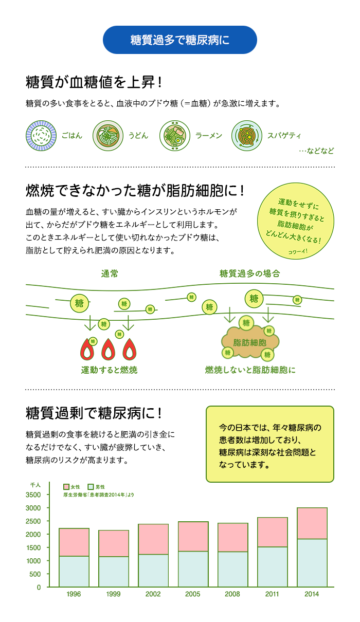 糖質過多で糖尿病に